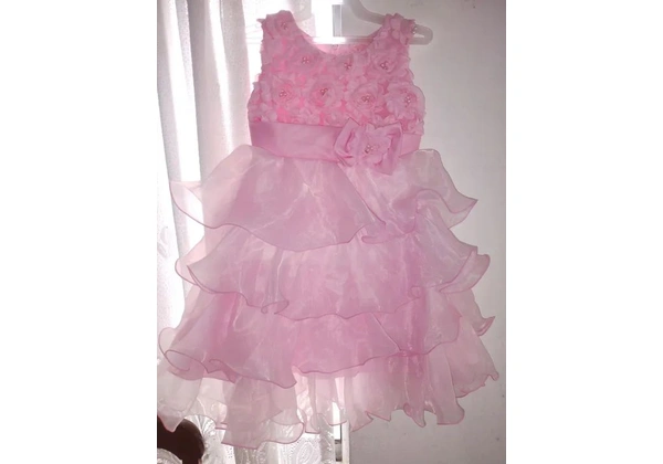 Vestido festa infantil rosa rodado