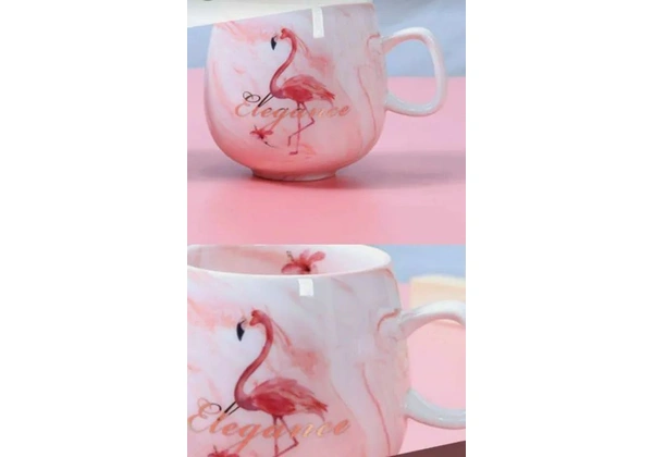 Xícara em porcelana flamingo rosa ou cinza