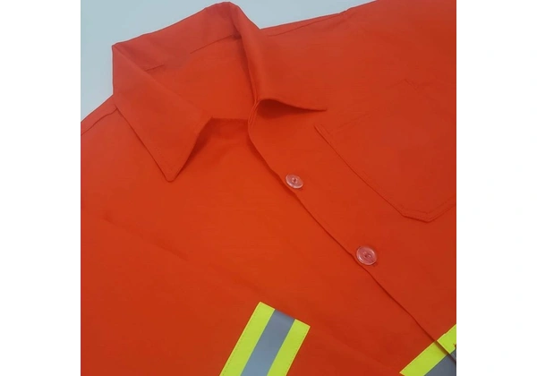 Camisa aberta com Botões em Brim - Faixa Refletiva Tripla