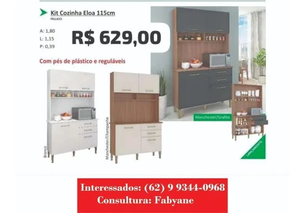 Armario de cozinha kit eloa 115cm