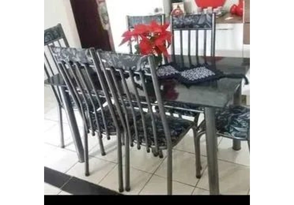 Mesa 6 Cadeiras Primavera Floral Preto Nova Pronta Entrega Direto Da Fábrica Pedra Laquead