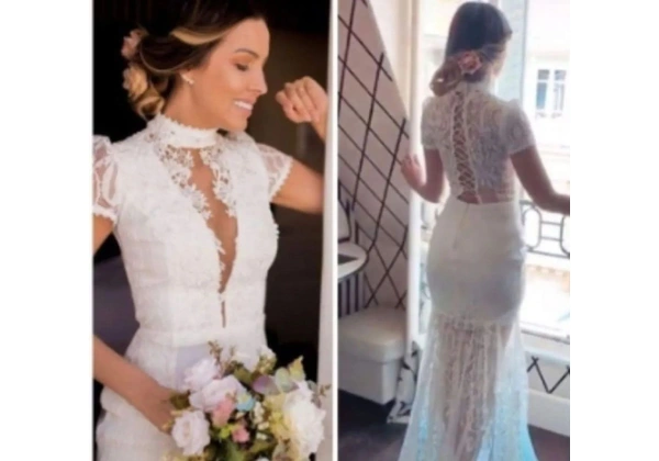 Vestido de renda branco marca Doce Maria para casamento