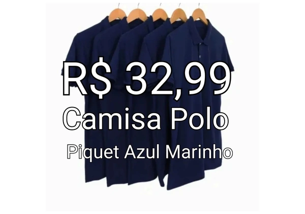 Camisa Polo - Piquet Azul Marinho