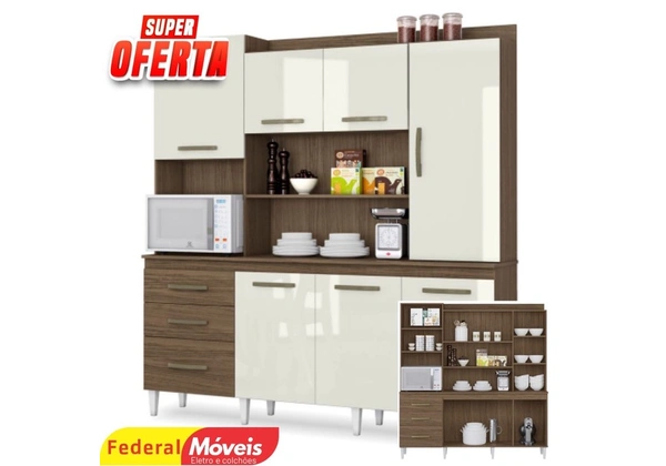 Armário de cozinha Mirela 7 portas - nova na caixa - entregamos