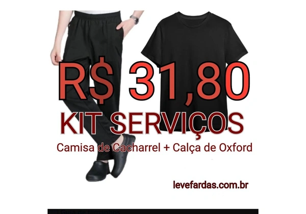 Kit Serviços - Camisa Básica Cacharrel + Calça de Oxford