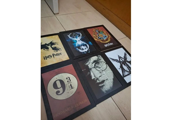 6 quadros decorativos Harry Potter com moldura