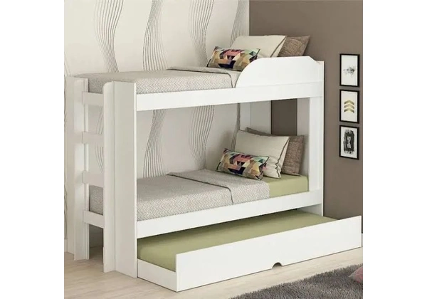 Beliche com cama auxiliar -treliche projetada no MDF branca