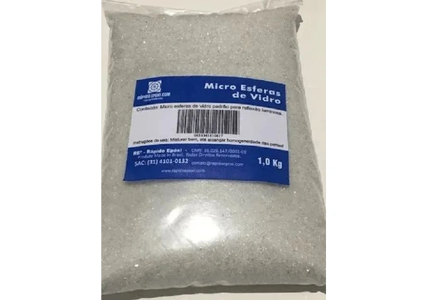 Micro esferas de vidro para reflexão luminosa ao contato com farol e luzes 1Kg