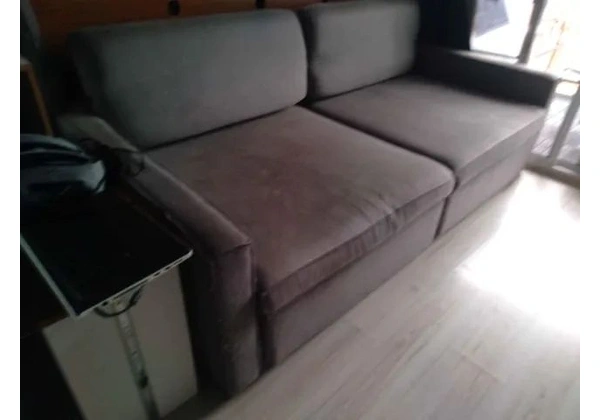 Sofá retrátil 2 lugares em Estofado / Tecido Cinza 90 cm x 224 cm x 155 cm