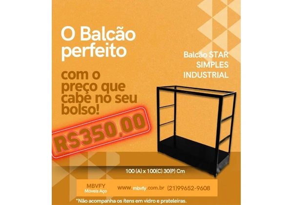 Balcão Industrial de Atendimento/Vitrine - Ótima Oportunidade!