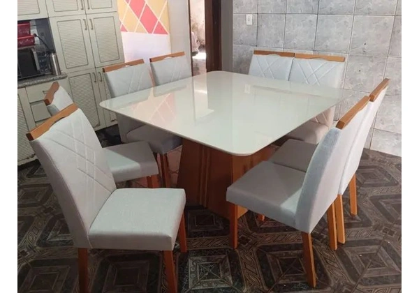 Mesa de jantar 8 lugares cadeiras 100% madeira ( Pronta entrega )