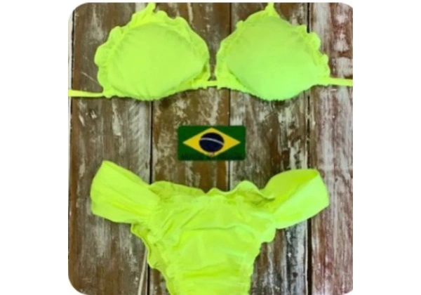 Biquíni cortininha verde neon