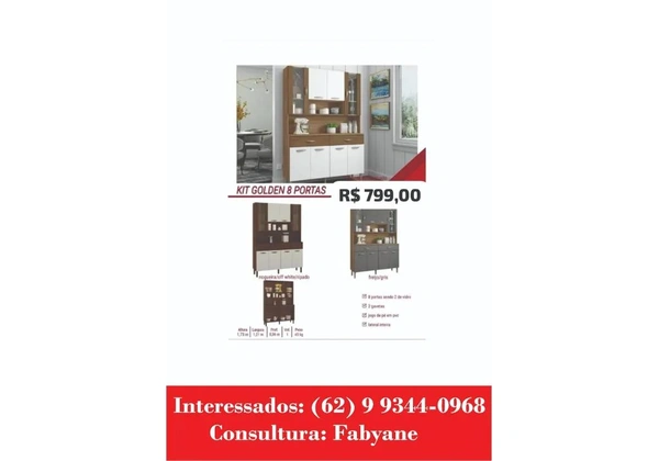 Armario de Cozinha kit golden 8 portas