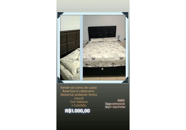 Vendo cama box, com cabeceira e colchão
