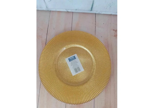 Prato raso de vidro dourado