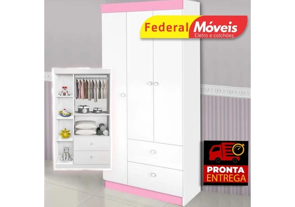 Guarda Roupa Infantil 3P 2G Catatau JA Móveis