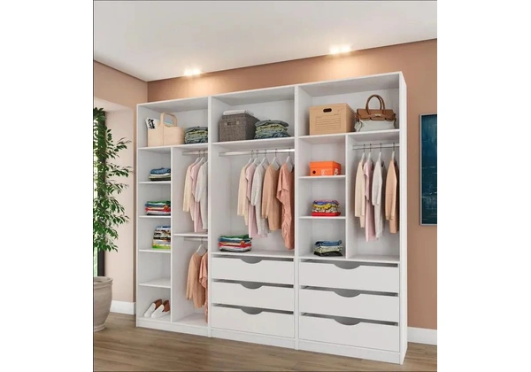 Closet completo com gavetas em mdf