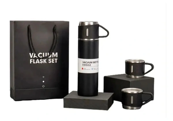 Garrafa térmica 500ml com 3 xícaras.