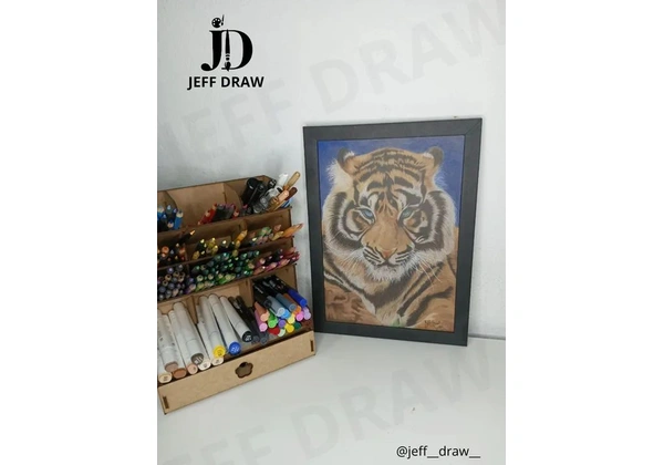 Quadro desenho realista decorativo Tigre