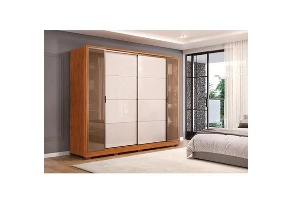 guarda roupa de casal 2, 40 com portas refleta champanhe