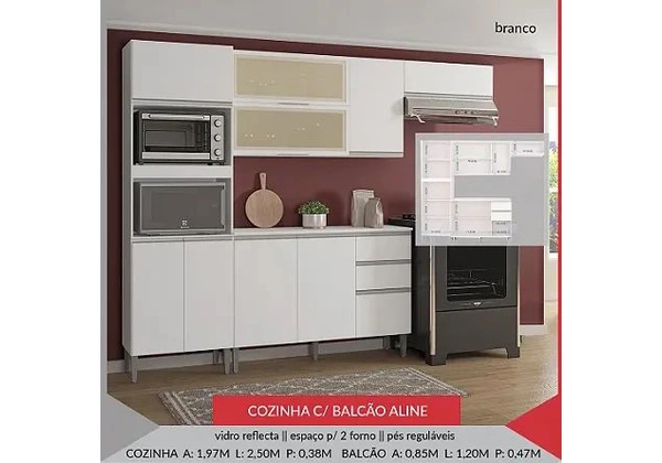 Armario de Cozinha Aline C balcao
