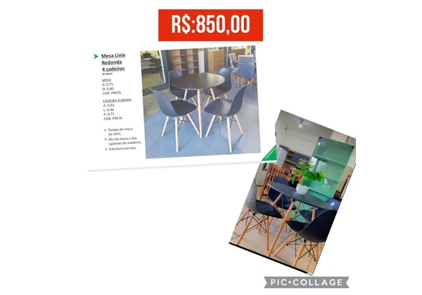 MESA LIVIA REDONDA PRETA