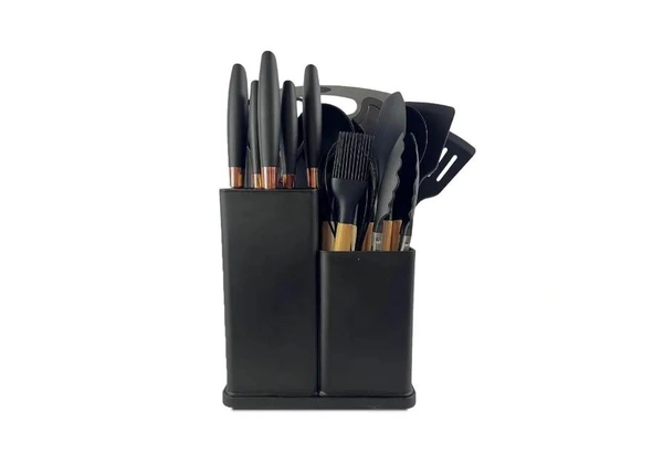 Kit Utensílios de Cozinha Preto [19 Peças] com NF e garantia