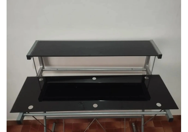Mesa de Escritório de Vidro Preto