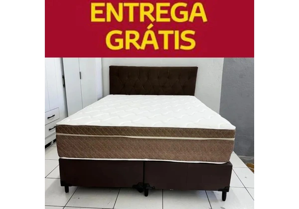 Cama Box Queen+Colcão Molas Ensacadas