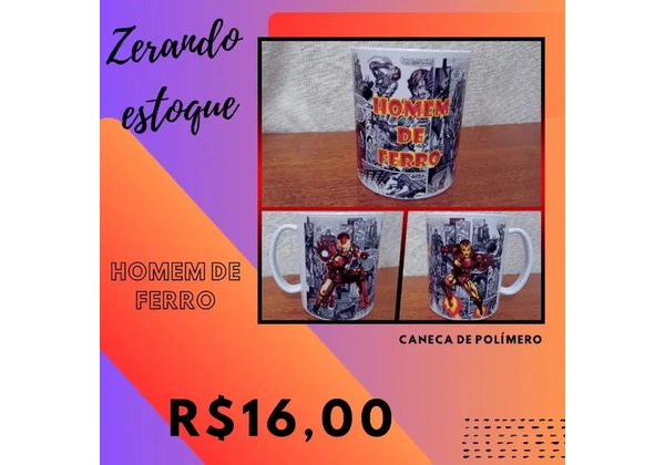 Caneca de polímero/plástico resistente - Batman, I'm Batman ou Homem de Ferro