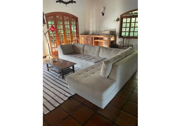 Sofá de Canto em L - Bege Claro Branco 2mx3m