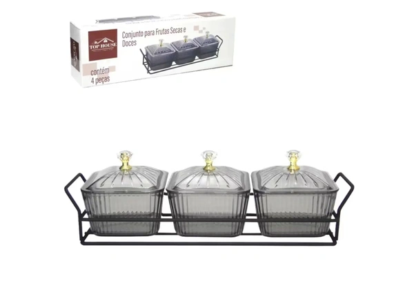 Conjunto para Frutas Secas e Doces Top House 4 Peças