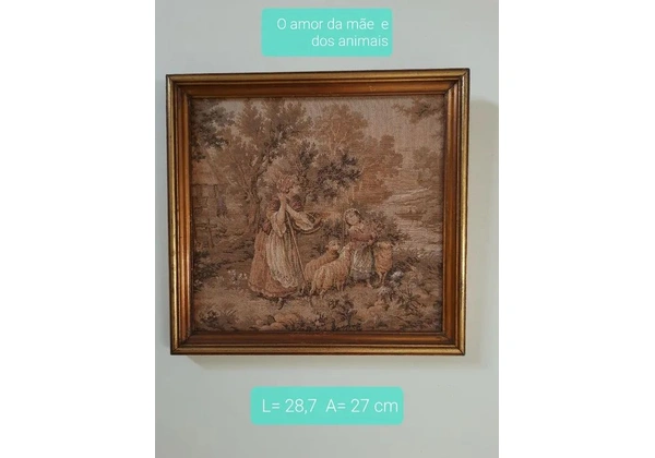 Quadro Gobelin de parede o amor da mãe e dos animais