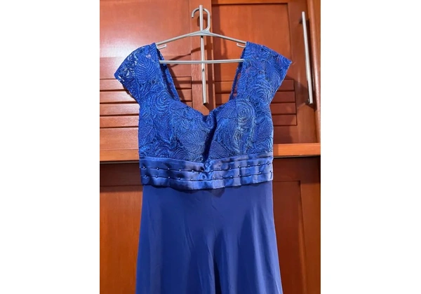 Vestido de festa azul marinho - longo