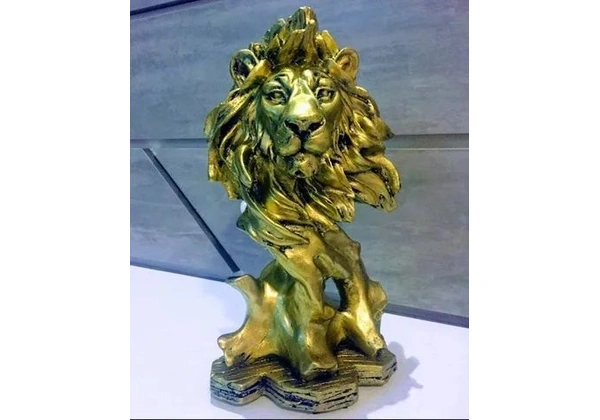 Estátua De Leão Dourado Escultura Decorativa Em Resina Casa