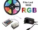 Fita Led Rgb 5050 Rolo de 5 Metros Prova D' água Fonte Controle