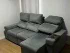 Sofá Retrátil Suede Cinza