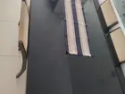 Mesa de Jantar em Madeira com Tampo de Vidro Preto