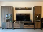 Rack para TV com 3 peças em madeira e prateleira