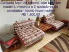 Conjunto Futon Solteiro em Madeira com Mesinha e Apoiadores