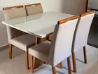 Mesa de jantar 4 lugares (base 100% MDF e cadeiras na madeira)