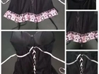 Corset ou Espartilho sexy preto com detalhes em renda rosa e fita de cetim