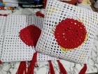 Capa de almofada crochê 4 peças branco e vermelho 45x45
