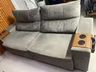 Sofá retrátil e reclinável nobuck cinza