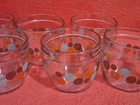 5 lindas taças de sobremesa, decoradas de vidro, entre 250 e 300mL.