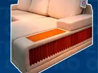 Sofa slim com braços maderado/ linho bege