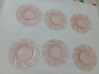 Conjunto 06 pratos (sobremesa) em vidro decorado Salmão.