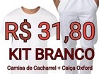 Kit Branco: Camisa Mg Curta Cacharrel Branco + Calça de Oxford