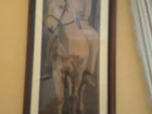 Desenho à carvão do belo Beatles Paul McCartney em seu cavalo branco (1979).