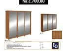 Guarda-Roupa Caleb 3 Portas com Espelhos - Amadeirado